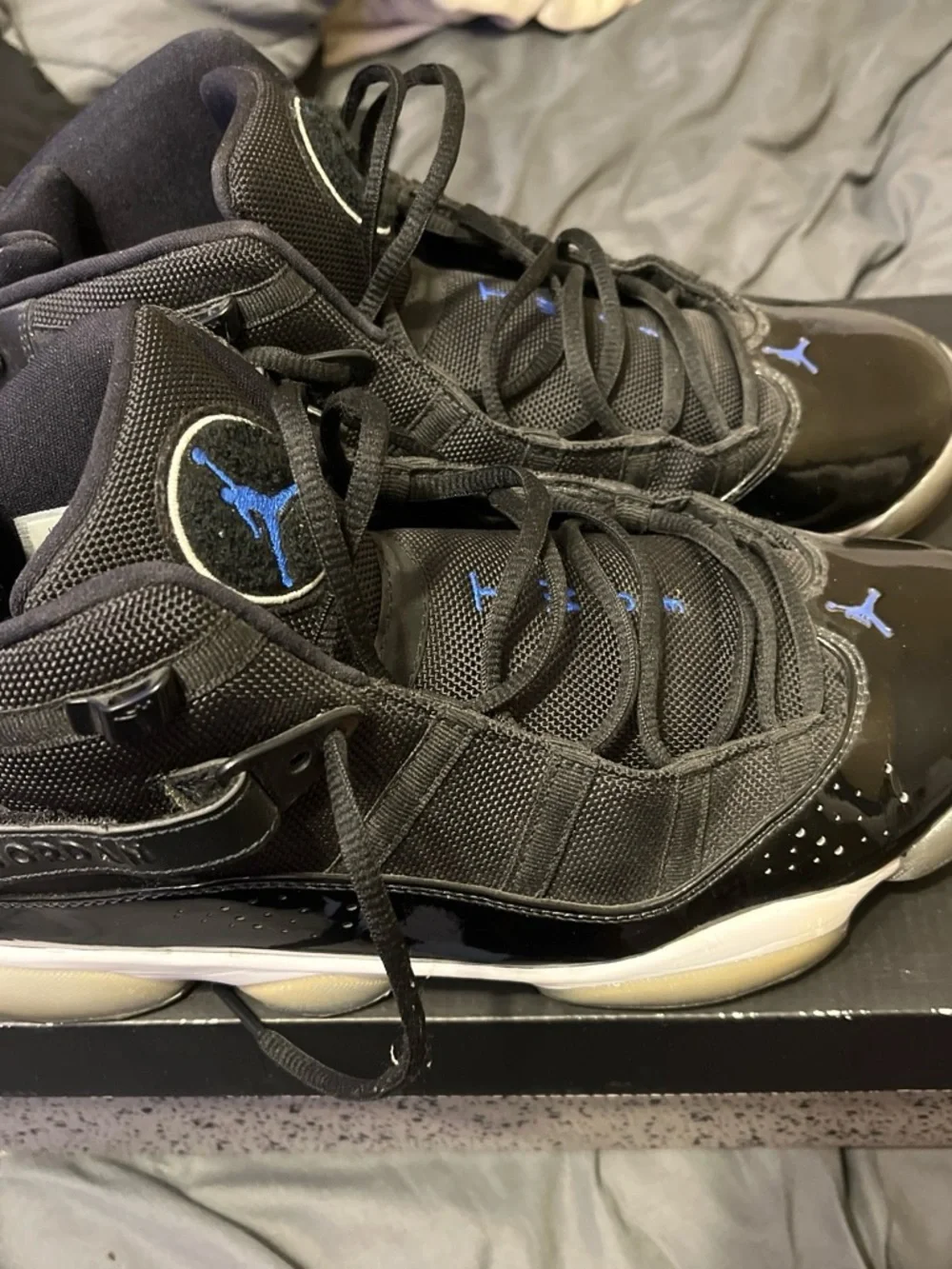 Jordan Black and Royal Blue Retro Basketball Sneakers